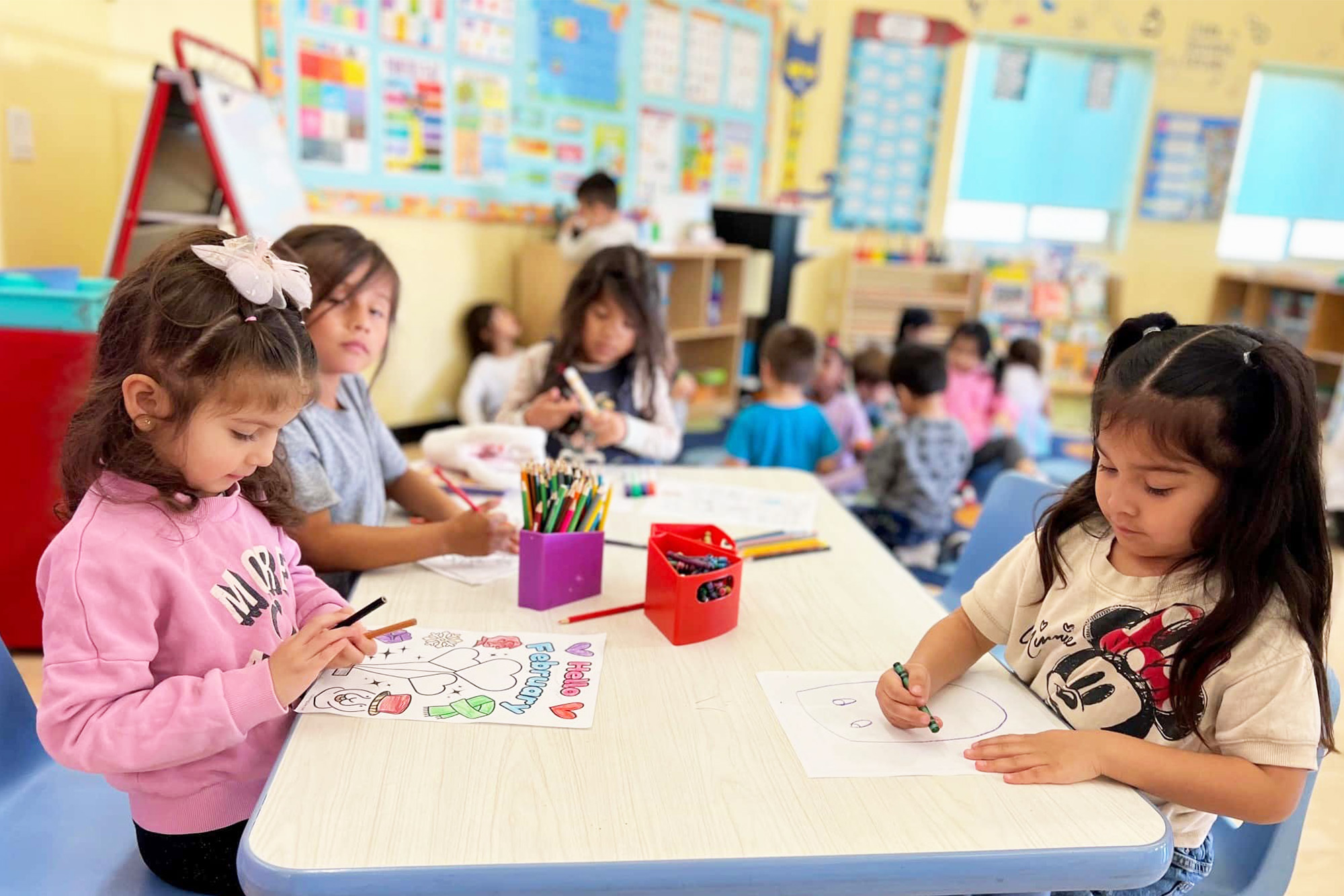 Spacious classroom facility at OC Kids Preschool with colorful learning materials